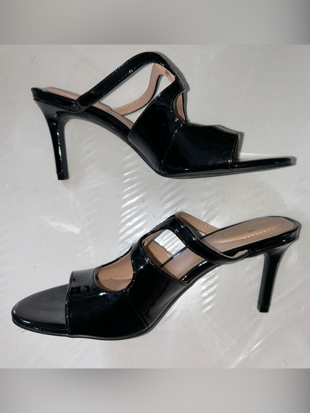 Bandolino Mizelle Black Patent Leather Open-Toe Heel